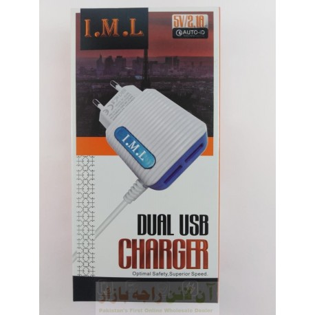 IML 5V Auto ID 2.1A Fast Charger 2USB Micro 8600