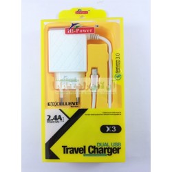 Excellent Hi Power Dual USB X3 Travel Charger 2.4A