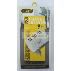 J-Cell Auto-ID 6 USB 9.1A Fast Travel Charger Micro 8600