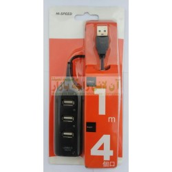 Good Quality 4 Port USB Hub 2.0 with 1 Meter Cable