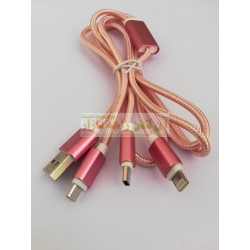 Cotton Core Strong Charging 3in1 Data Cable Type C- Iphone- Micro 8600