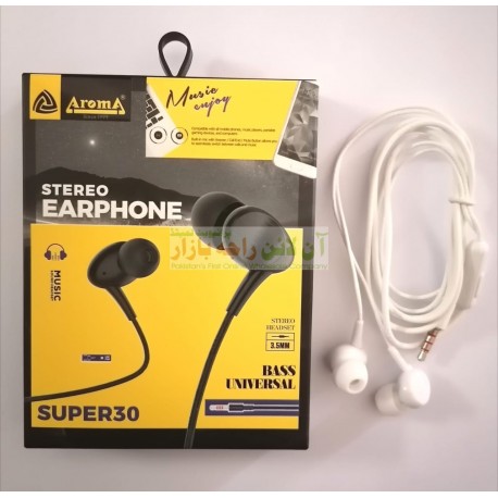 AROMA Flat Head Super Bass Universal Stereo Earphone