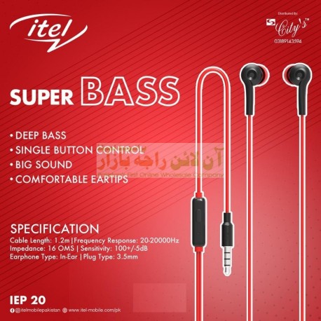 itel Original Deep Bass Comfortable Earphone IEP-20